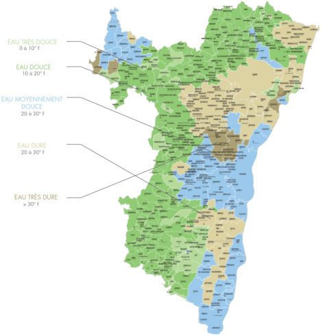 Dureté moyenne de l’eau dans le Bas-Rhin