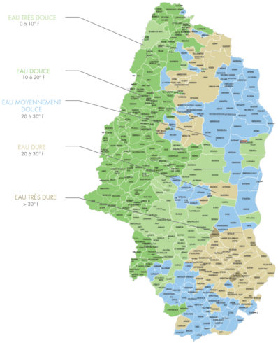 Dureté moyenne de l’eau dans le Haut Rhin